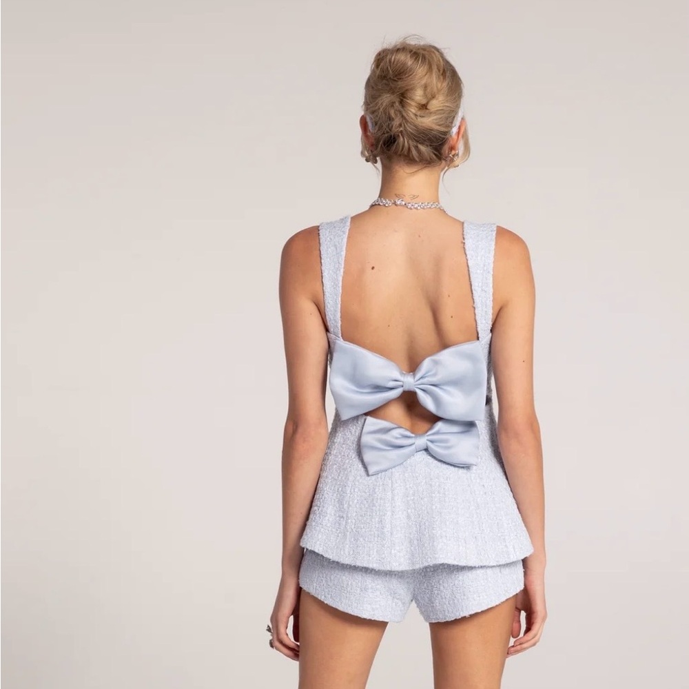 Elegant & Luxurious Light Blue Top& Short Set